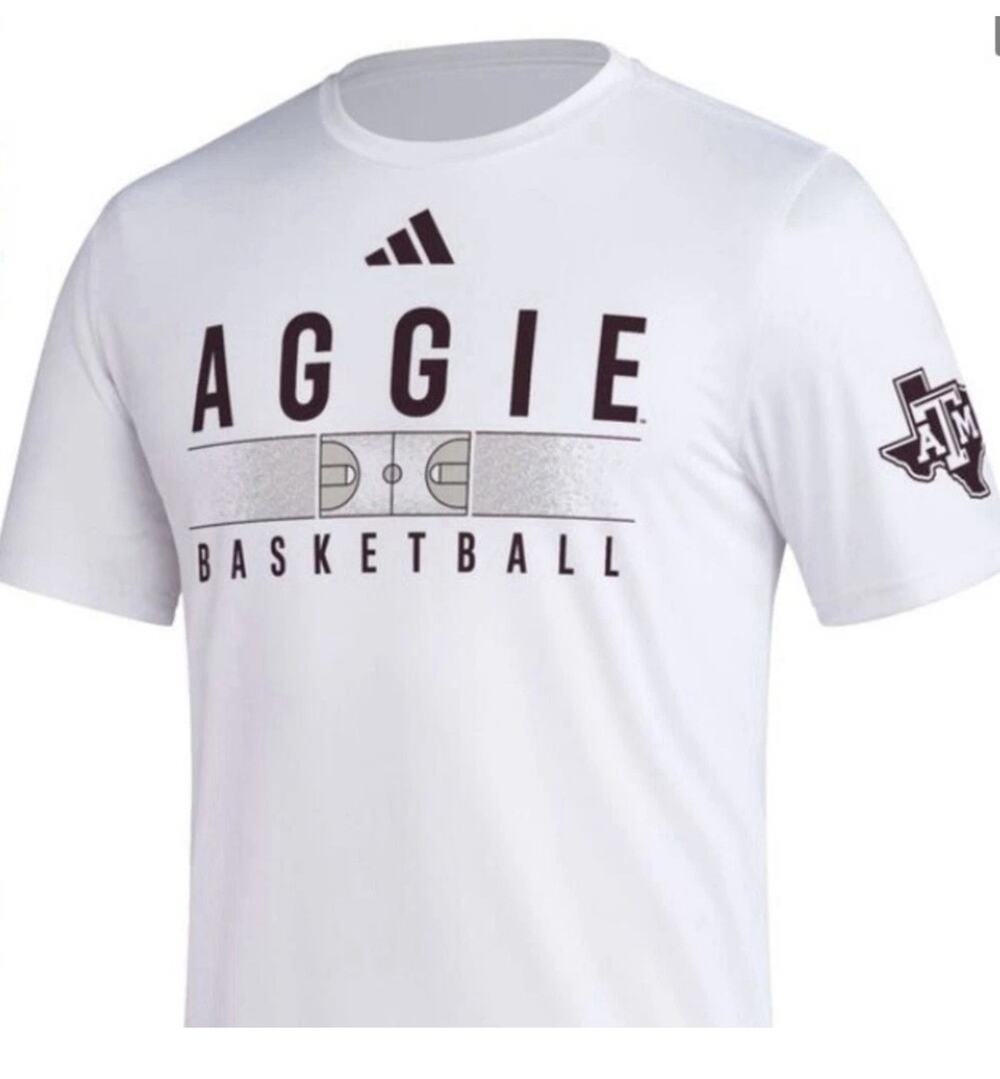 Adidas Texas A&M Aggies Basketball T Shirt White Mens Size XL NCAA College